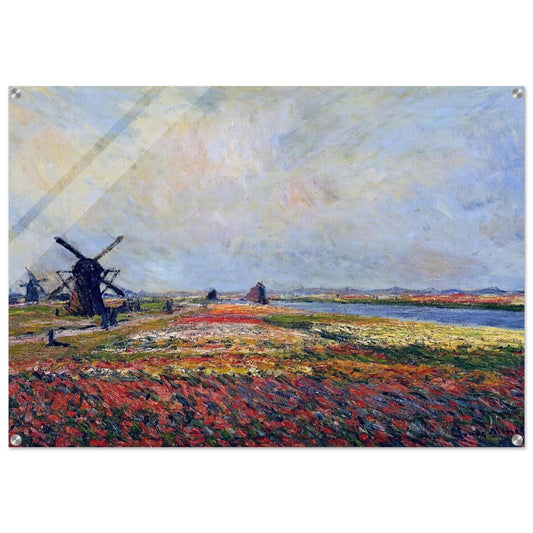 Fields of Flowers and Windmills near Leiden - claude monet Acrylic Print - 70x100 cm / 28x40″ inches