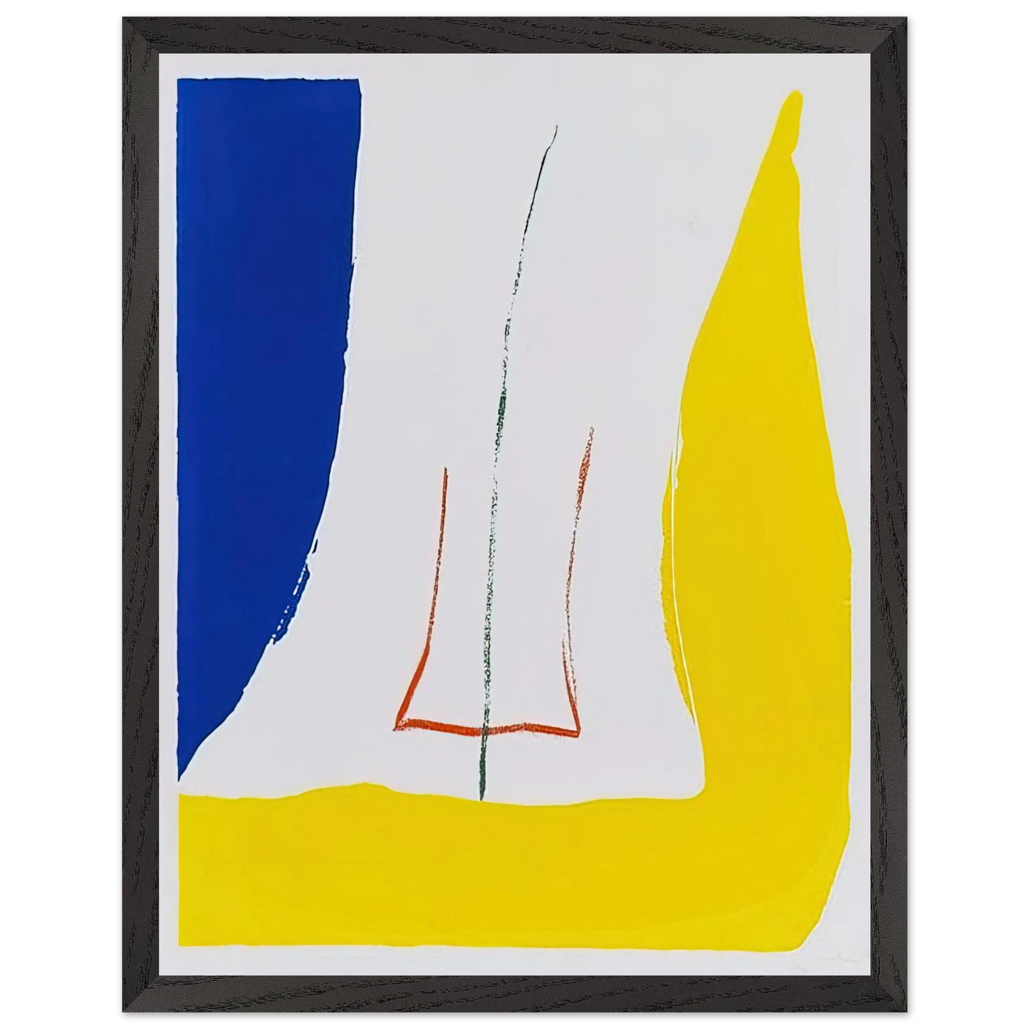 Helen Frankenthaler - Sun Corner - 1968 Wall art - 28x43  cm / XL (11x17 inches) - Premium Wooden Framed Poster With Fine Art Paper - Black frame