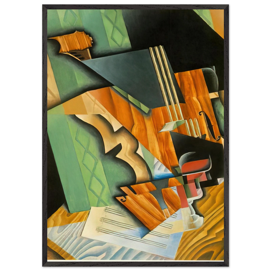 VIOLIN AND GLASS 1915 - Juan Gris Framed Art Print – Black Wooden Frame - Default Title - -Framed Art Print