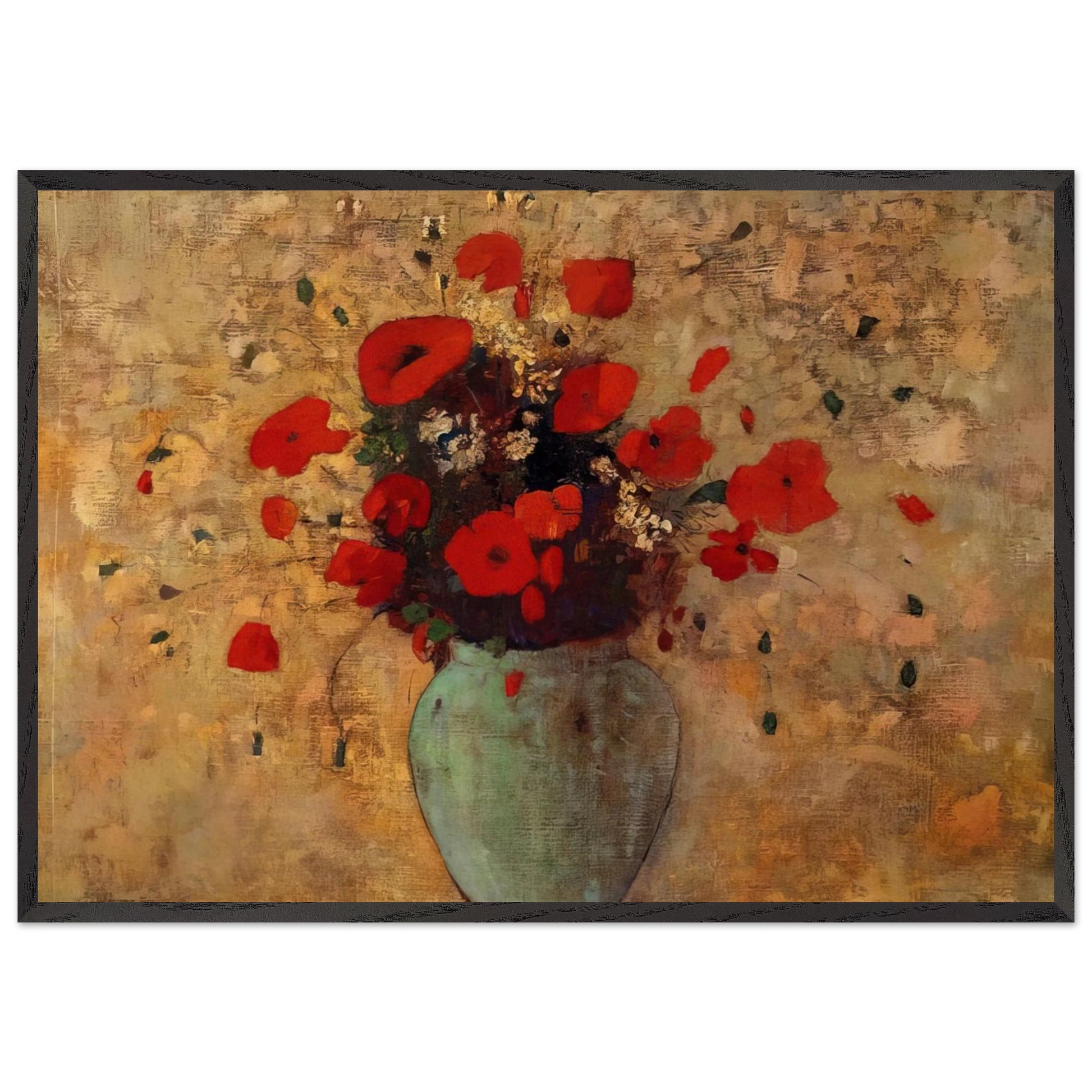 VASE OF POPPIES - Odilon Redon Framed Art Print – Black Wooden Frame - Default Title - -Framed Art Print