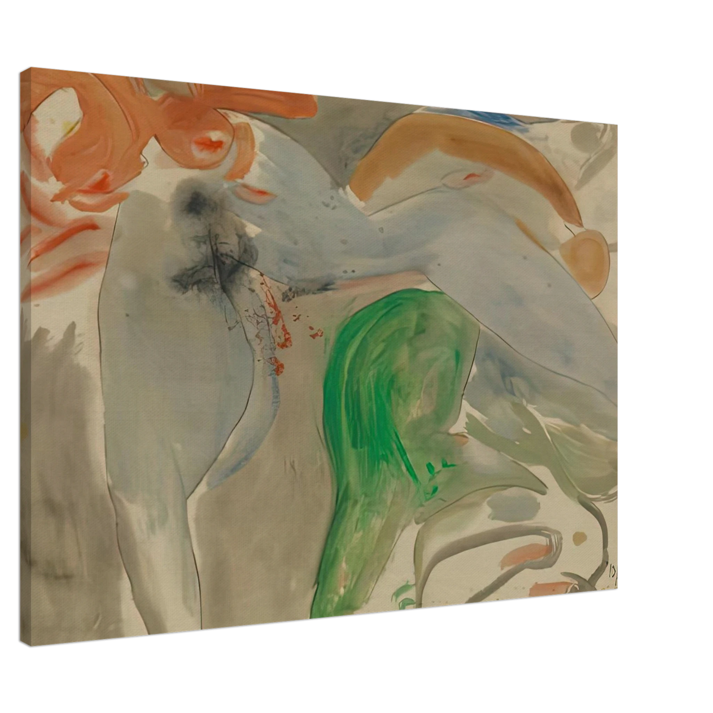 Helen Frankenthaler - Scene with Nude, 1952- Wall Art - 30x40 cm / 12x16 inches - Premium Wooden Framed Poster With Fine Art Paper - Black frame