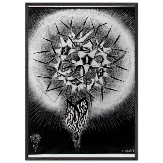 PRICKLY FLOWER - MC Escher Framed Art Print – Black Wooden Frame - Default Title - -Framed Art Print
