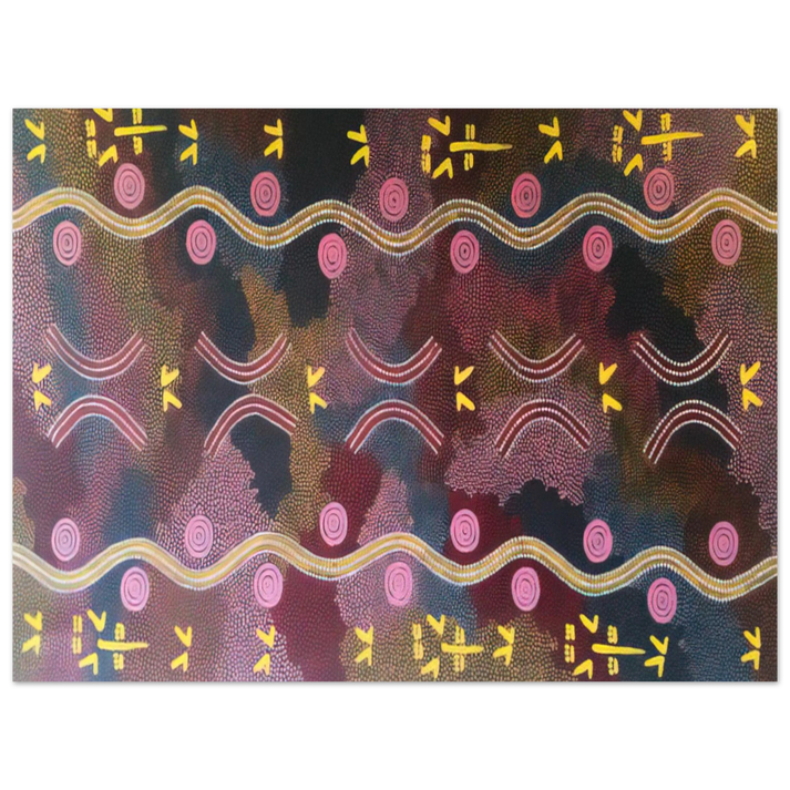 Clifford Possum Tjapaltjarri - Possum  Rock Wallaby Dreaming, Napperby - 1990  75x100 cm / 30x40inches Fine Art Poster