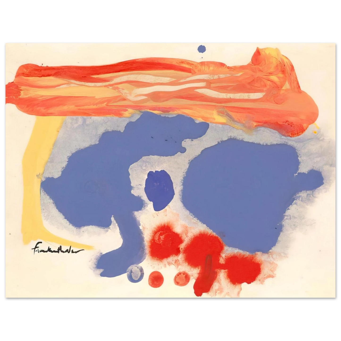 Helen Frankenthaler - Summerscene, Provincetown - 1961 Wall art - 13x18 cm / 5x7 inches - Premium Wooden Framed Poster With Fine Art Paper - White frame