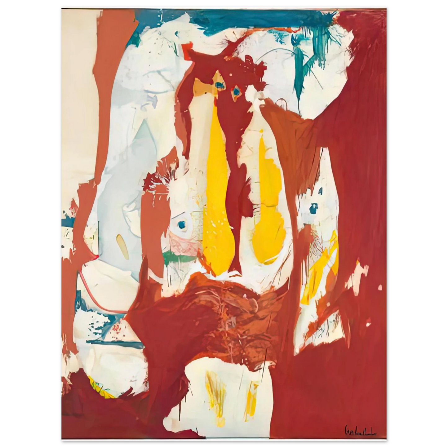 Helen Frankenthaler - The Red Sea, 1959- Wall Art - 21x29.7 cm / 8x12" - Premium Wooden Framed Poster With Fine Art Paper - Wood frame