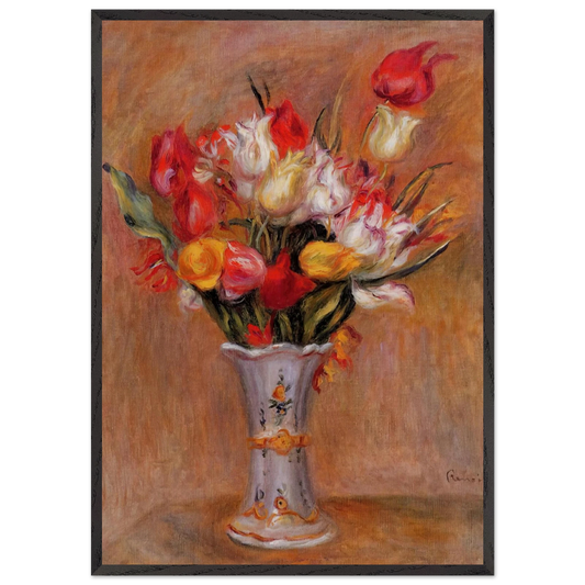TULIPS N2 - Pierre-Auguste Renoir 70x100 cm / 28x40 inches Framed Art Print – Black Wooden Frame