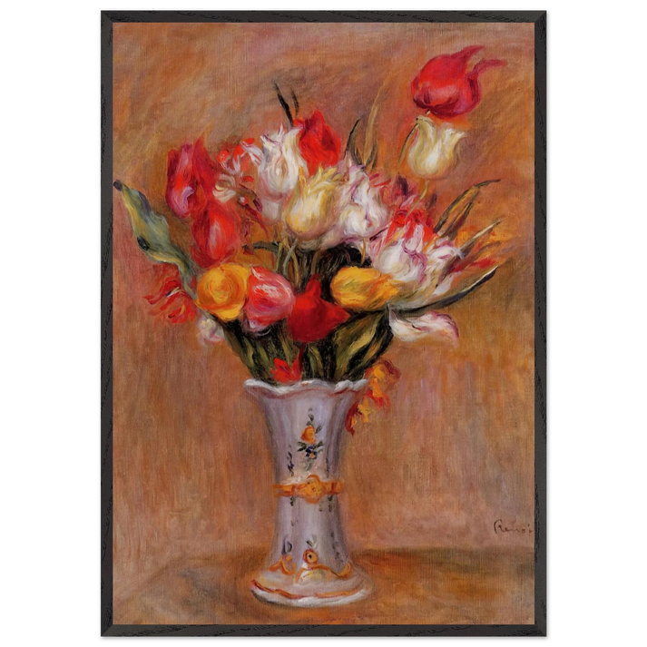 TULIPS N2 - Pierre-Auguste Renoir 70x100 cm / 28x40 inches Framed Art Print – Black Wooden Frame