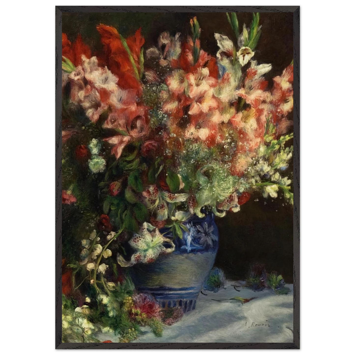 Gladiolas in a Vase - Pierre-Auguste Renoir Framed Art Print – Black Wooden Frame - Default Title - -Framed Art Print