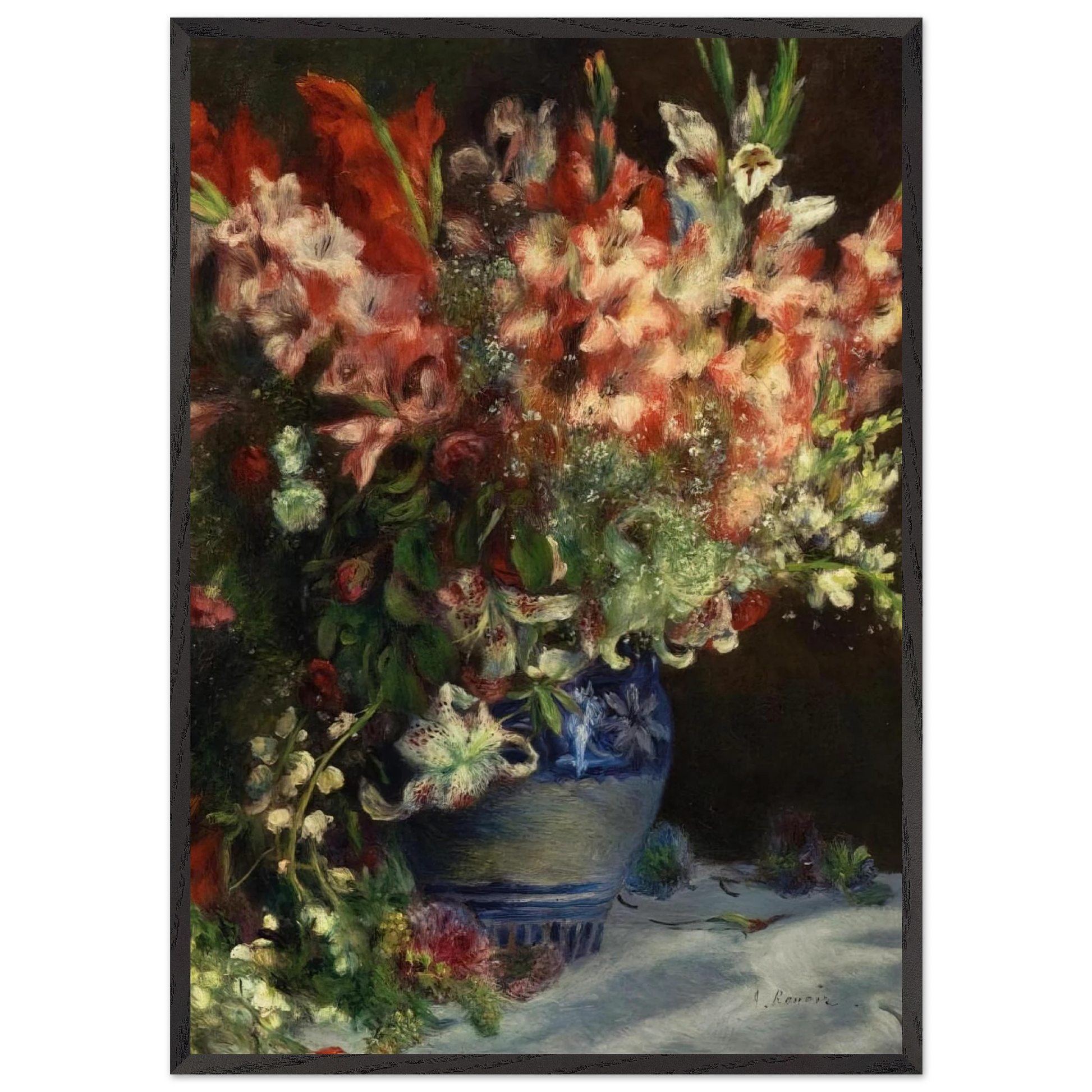 Gladiolas in a Vase - Pierre-Auguste Renoir Framed Art Print – Black Wooden Frame - Default Title - -Framed Art Print
