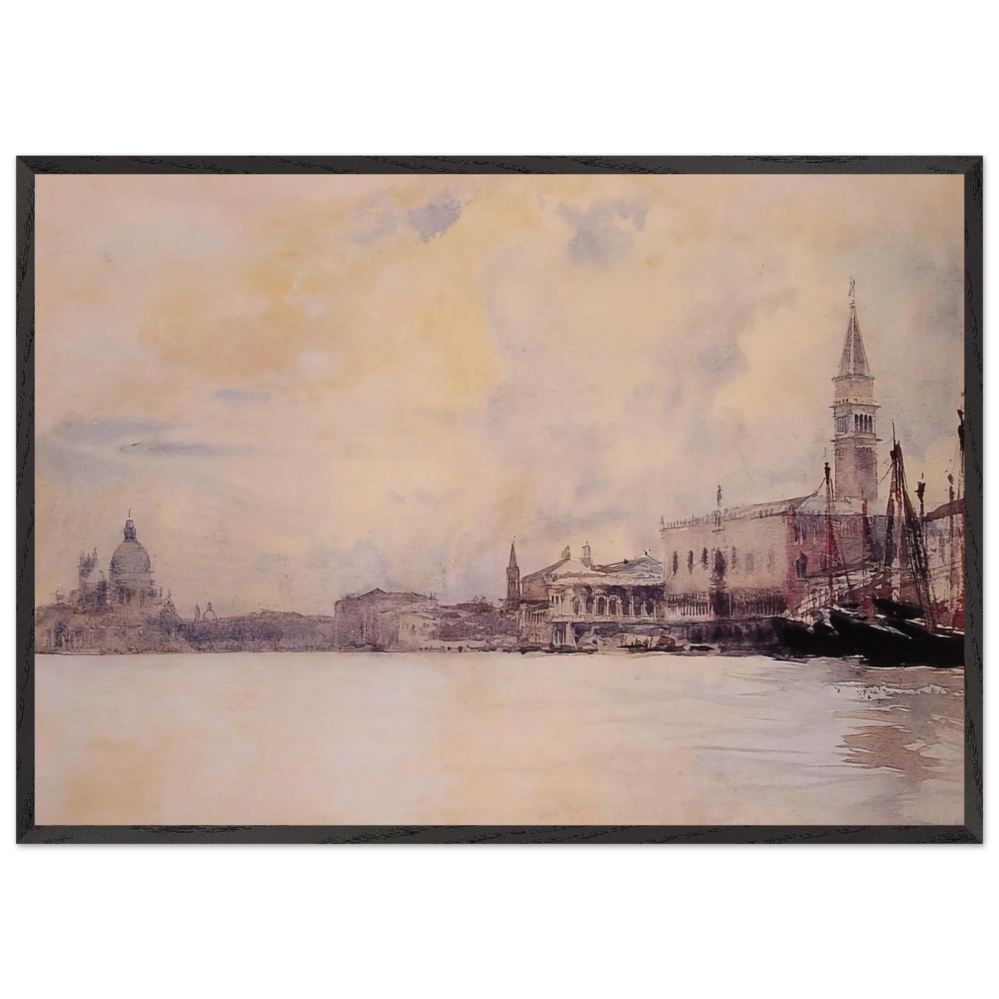 The Entrance to the Grand Canal Venice - John Singer Sargent Framed Art Print – Black Wooden Frame - Default Title - -Framed Art Print