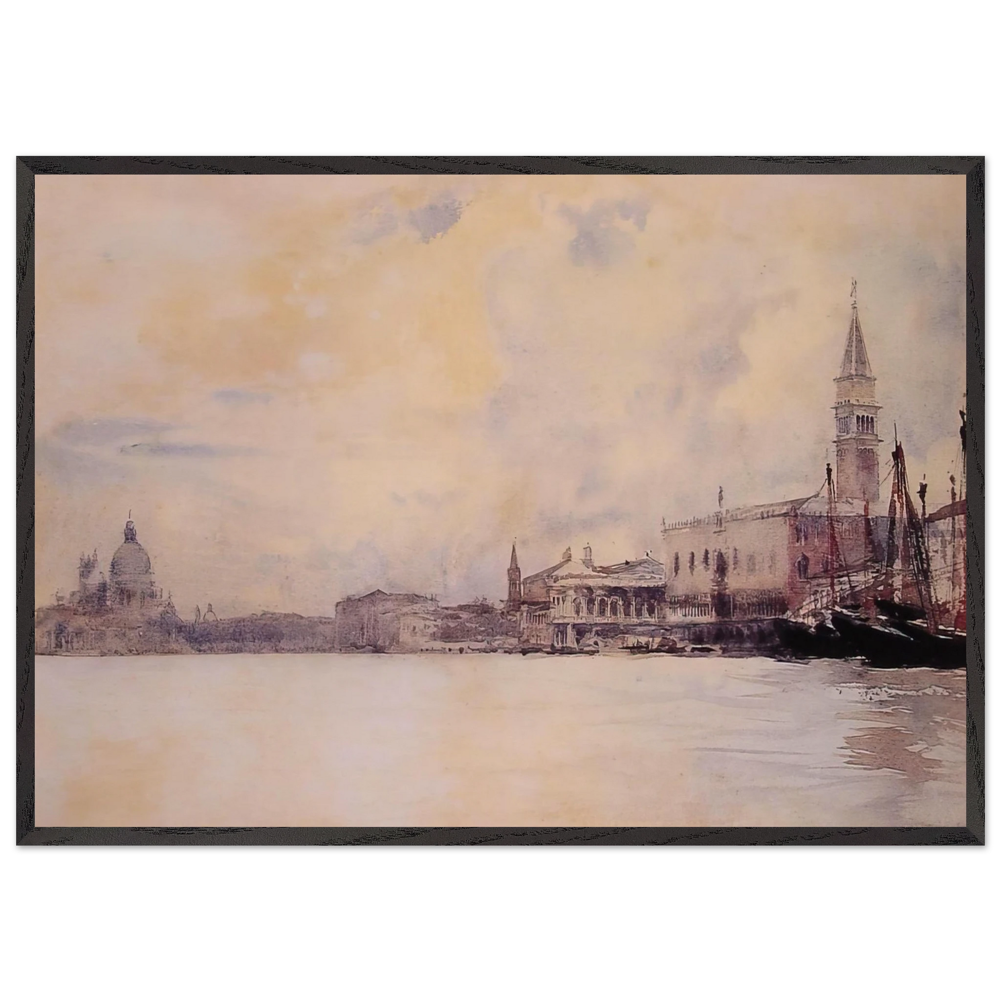 The Entrance to the Grand Canal Venice - John Singer Sargent Framed Art Print – Black Wooden Frame - Default Title - -Framed Art Print