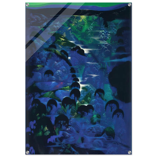 Beneath an Emerald Sky - Eyvind Earle Acrylic Print - 70x100 cm / 28x40″ inches | Eyvind Earle Wall Art | Eyvind Earle Prints