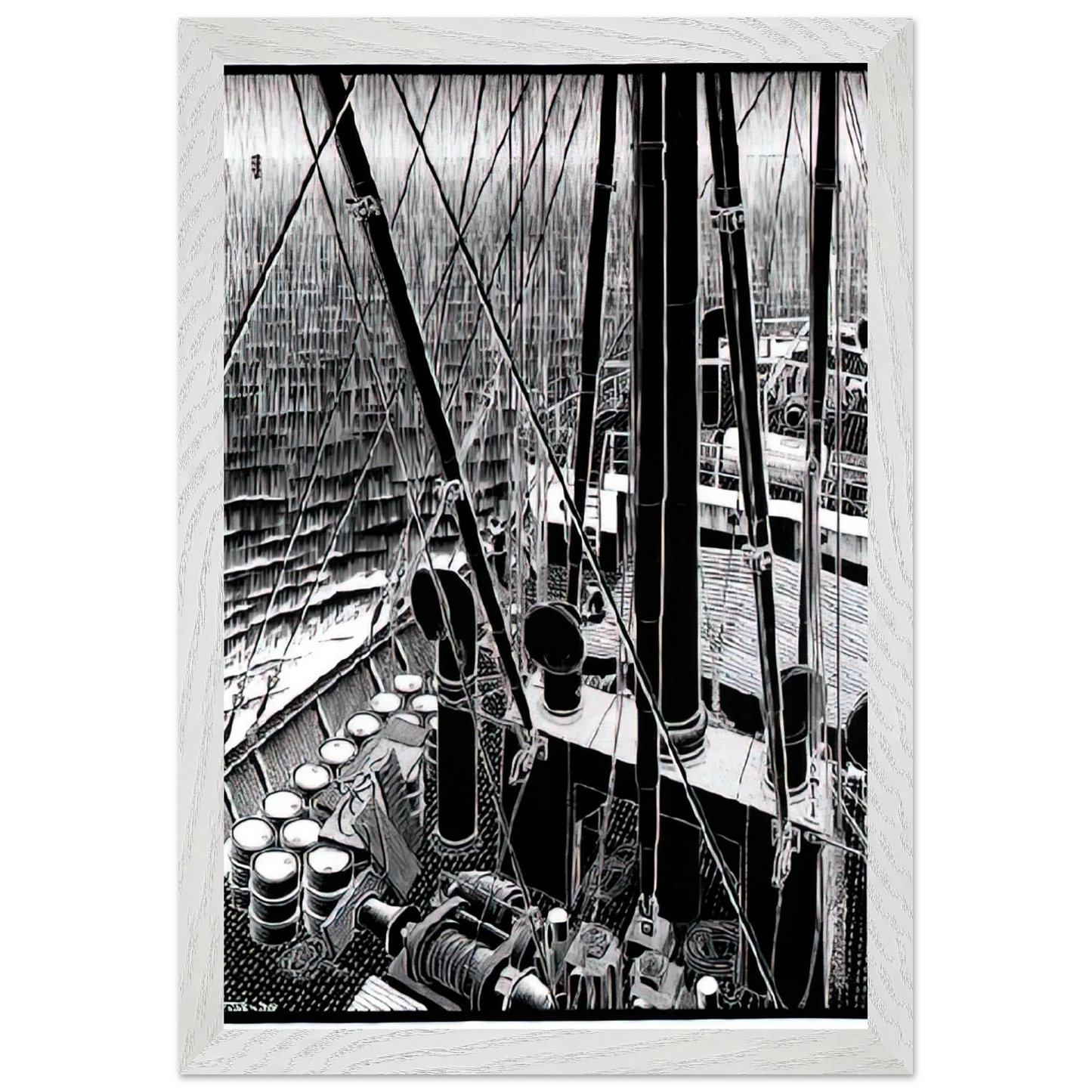 MC Escher - FREIGHTER SEPTEMBER 1936 1936 Wall Art - 30x40 cm / 12x16 inches - Premium Wooden Framed Poster With Fine Art Paper - Black frame