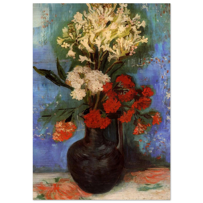 Vase with Carnations and Other Flowers - Vincent van Gogh Brushed Aluminum Print - 70x100 cm / 28x40 inches | Vincent van Gogh Aluminum Print | Vincent van Gogh Prints