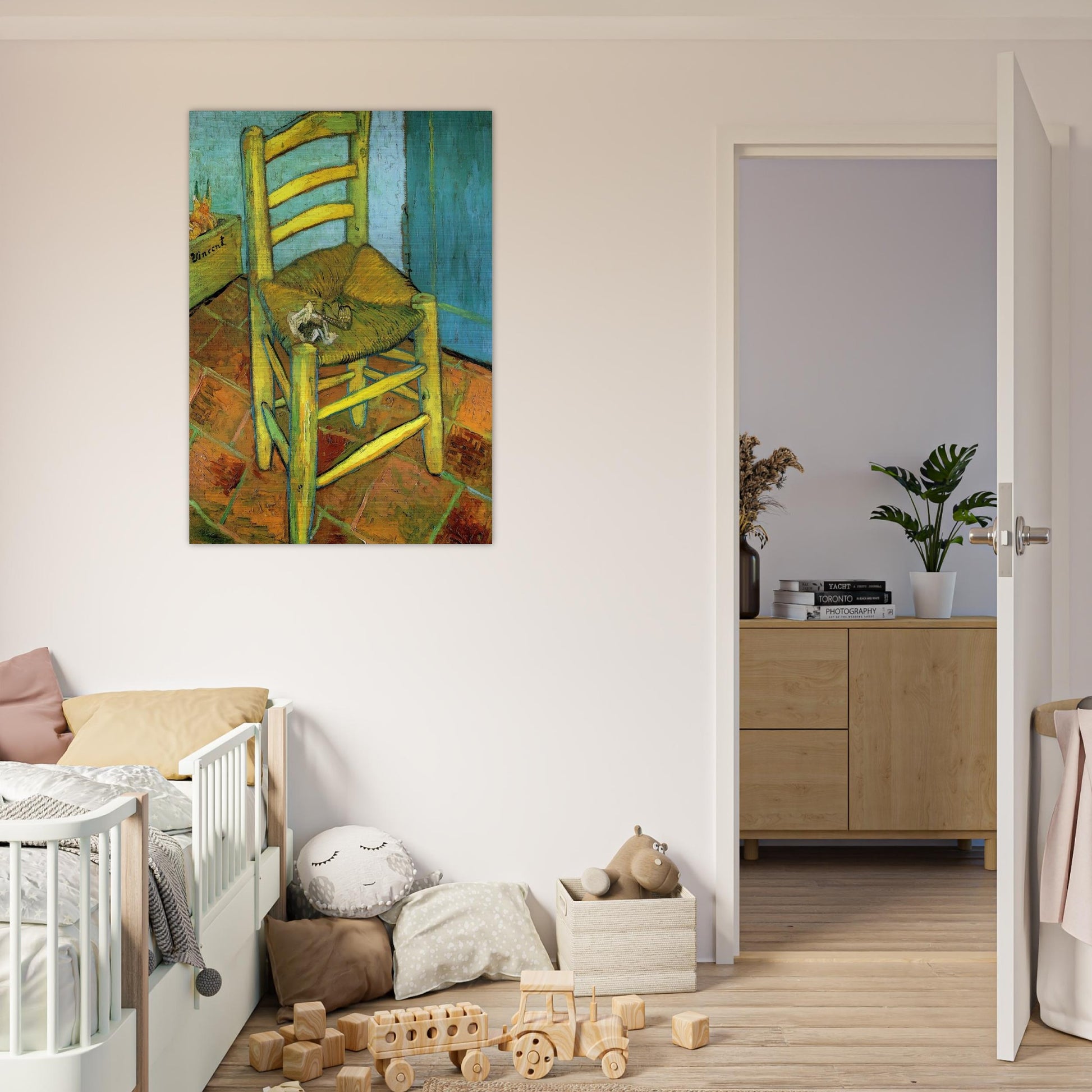 Van Gogh's Chair - Vincent van Gogh Brushed Aluminum Print - 70x100 cm / 28x40 inches | Vincent van Gogh Aluminum Print | Vincent van Gogh Prints