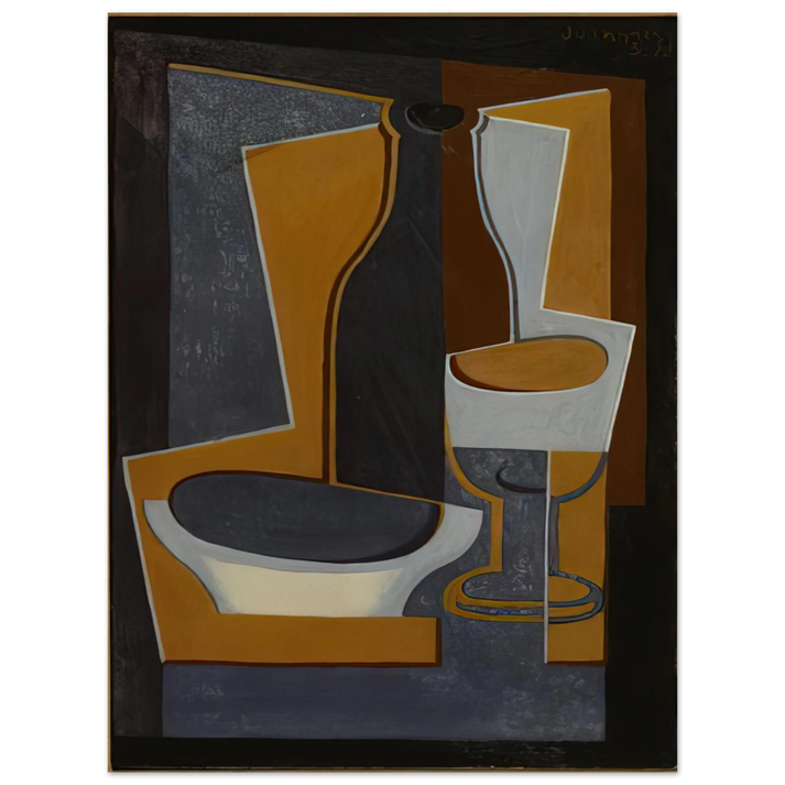 Juan Gris - BOUTEILLE BOL ET VERRE 1922  75x100 cm / 30x40inches Fine Art Poster