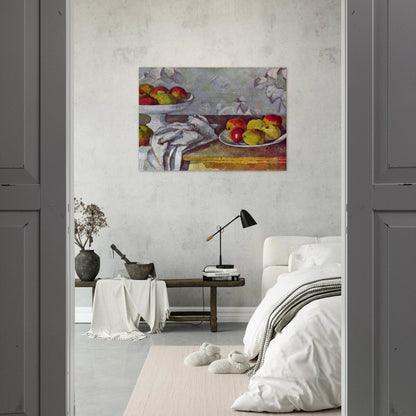Still life with apples and fruit bowl - Paul Cézanne Brushed Aluminum Print - 70x100 cm / 28x40 inches | Paul Cézanne Aluminum Print | Paul Cézanne Prints