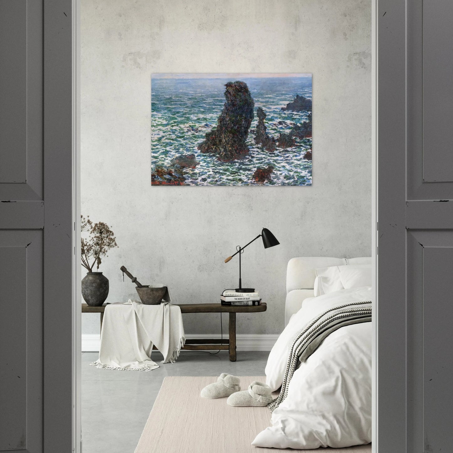 The Pyramids of Port Coton, Belle-Ile-en-Mer - claude monet Brushed Aluminum Print - 70x100 cm / 28x40 inches | claude monet Aluminum Print | claude monet Prints