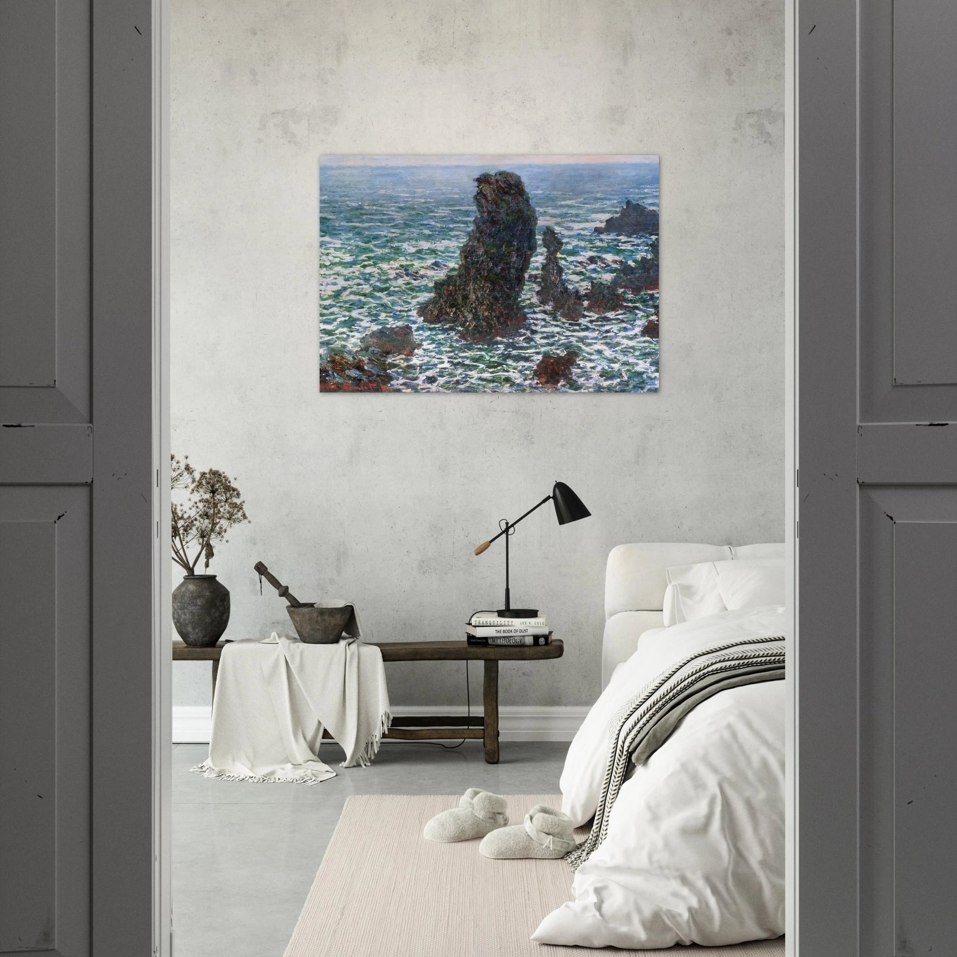 The Pyramids of Port Coton, Belle-Ile-en-Mer - claude monet Brushed Aluminum Print - 70x100 cm / 28x40 inches | claude monet Aluminum Print | claude monet Prints