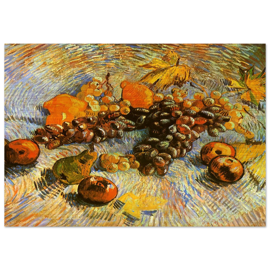 Still Life with Apples, Pears, Lemons and Grapes - Vincent van Gogh Brushed Aluminum Print - 70x100 cm / 28x40 inches | Vincent van Gogh Aluminum Print | Vincent van Gogh Prints