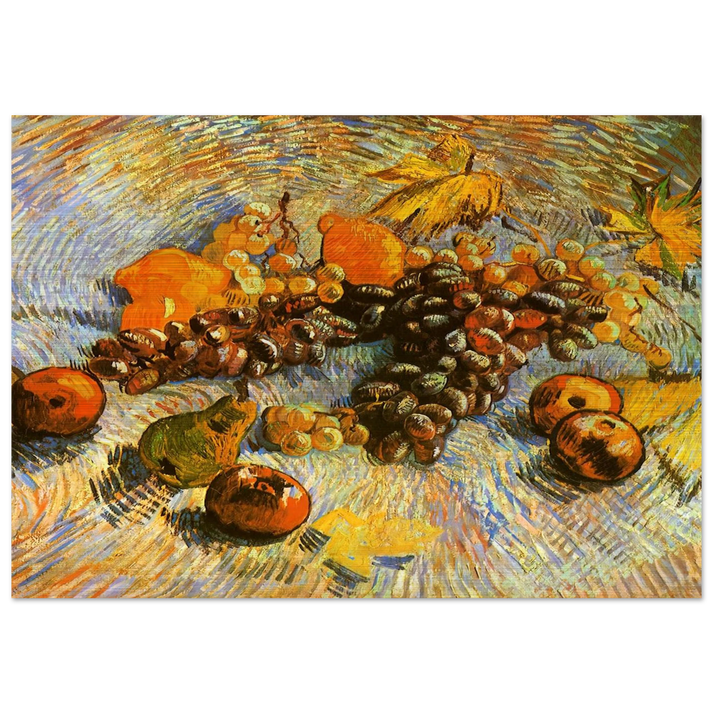 Still Life with Apples, Pears, Lemons and Grapes - Vincent van Gogh Brushed Aluminum Print - 70x100 cm / 28x40 inches | Vincent van Gogh Aluminum Print | Vincent van Gogh Prints