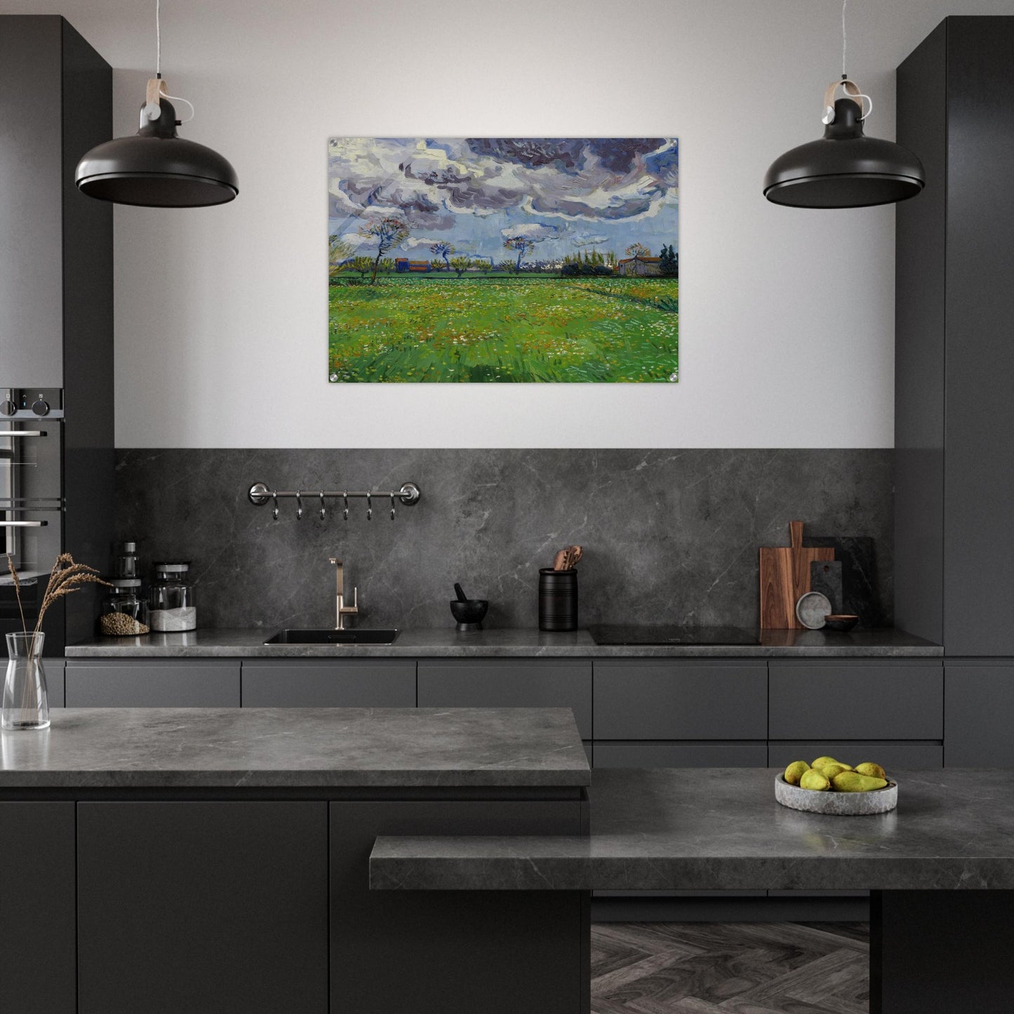 Landscape under a Stormy Sky - Vincent van Gogh Acrylic Print - 70x100 cm / 28x40″ inches