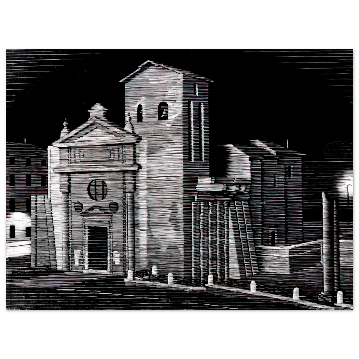 MC Escher - NOCTURNAL ROME Wall Art - 21x29.7 cm / 8x12" - Fine Art Poster - -