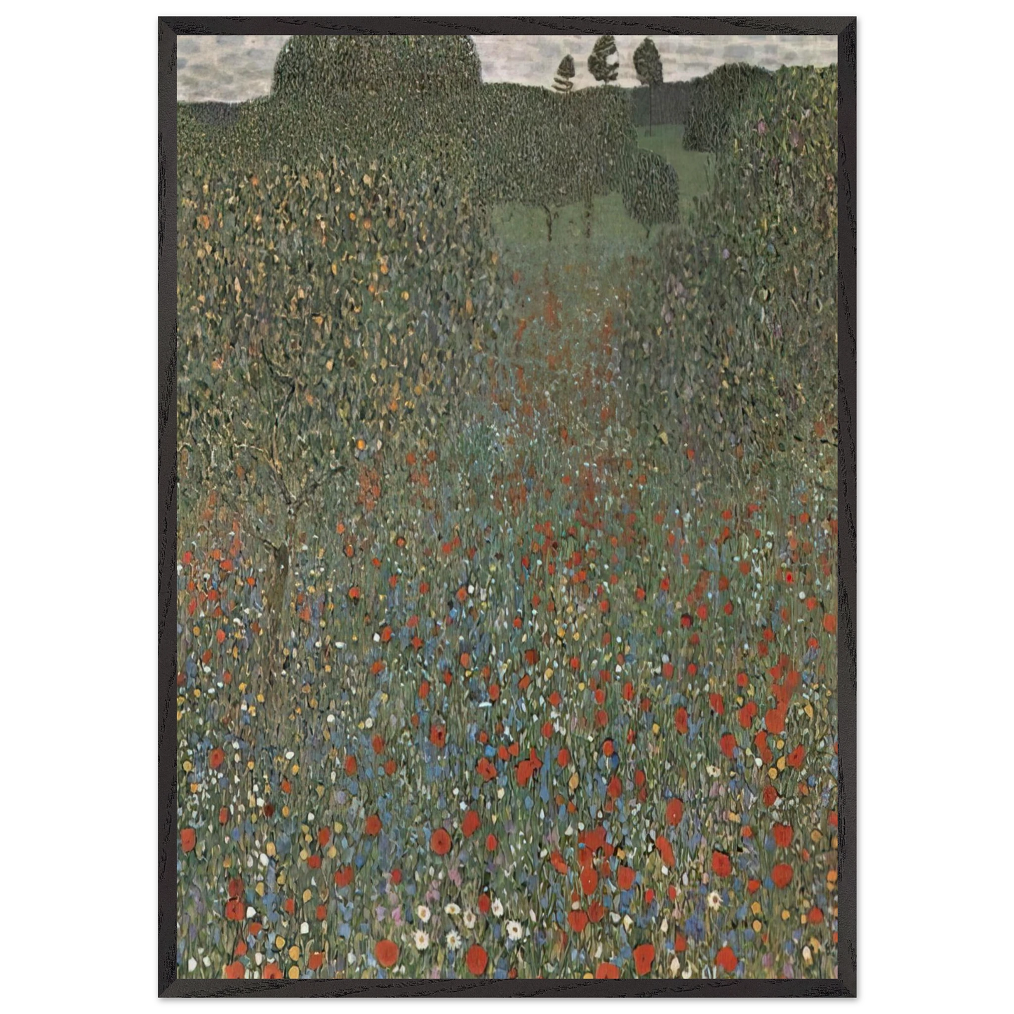 POPPY FIELD N1 - Gustav Klimt Framed Art Print – Black Wooden Frame - Default Title - -Framed Art Print