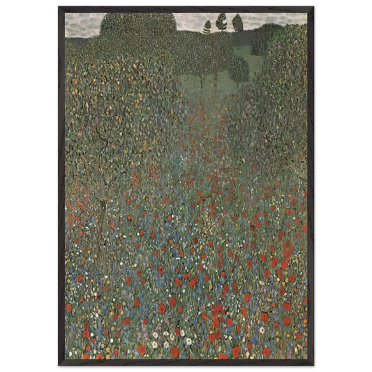 POPPY FIELD N1 - Gustav Klimt Framed Art Print – Black Wooden Frame - Default Title - -Framed Art Print