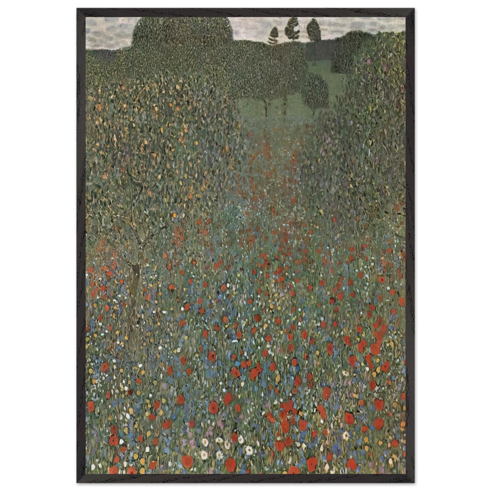 POPPY FIELD N1 - Gustav Klimt 70x100 cm / 28x40 inches Framed Art Print – Black Wooden Frame