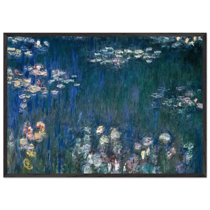 Water Lilies Green Harmony - claude monet 70x100 cm / 28x40 inches Framed Art Print – Black Wooden Frame