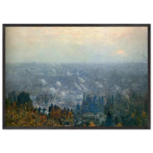 Mount Hood and the Valley of the Willamette - Childe Hassam 70x100 cm / 28x40 inches Framed Art Print – Black Wooden Frame