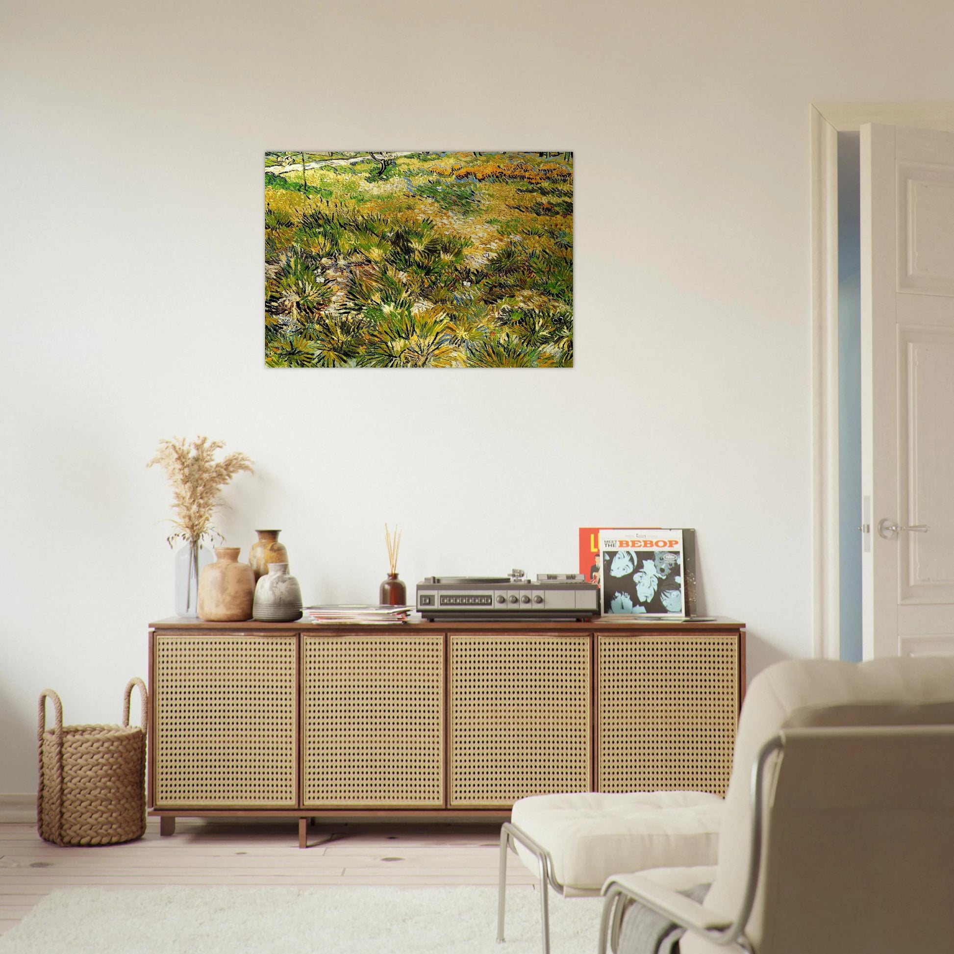 Meadow in the Garden of Saint-Paul Hospital - Vincent van Gogh Brushed Aluminum Print - 70x100 cm / 28x40 inches | Vincent van Gogh Aluminum Print | Vincent van Gogh Prints