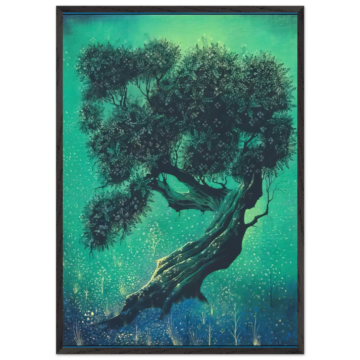 Solitary Bonsai - Eyvind Earle 70x100 cm / 28x40 inches Framed Art Print – Black Wooden Frame