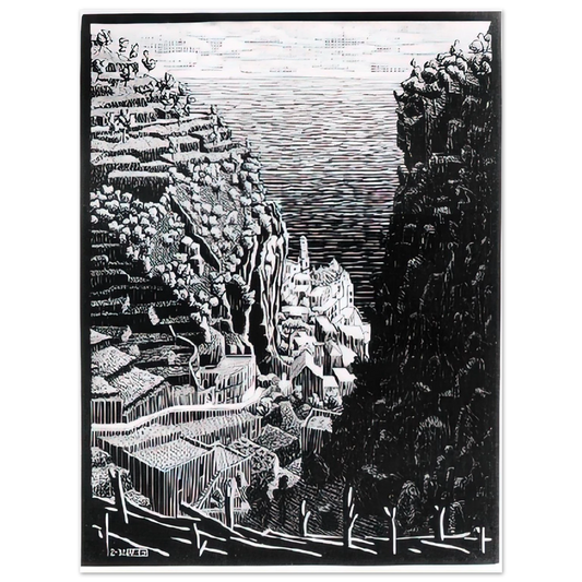 MC Escher - ATRANI COAST OF AMALFI 1 Wall Art - 21x29.7 cm / 8x12" - Fine Art Poster - -