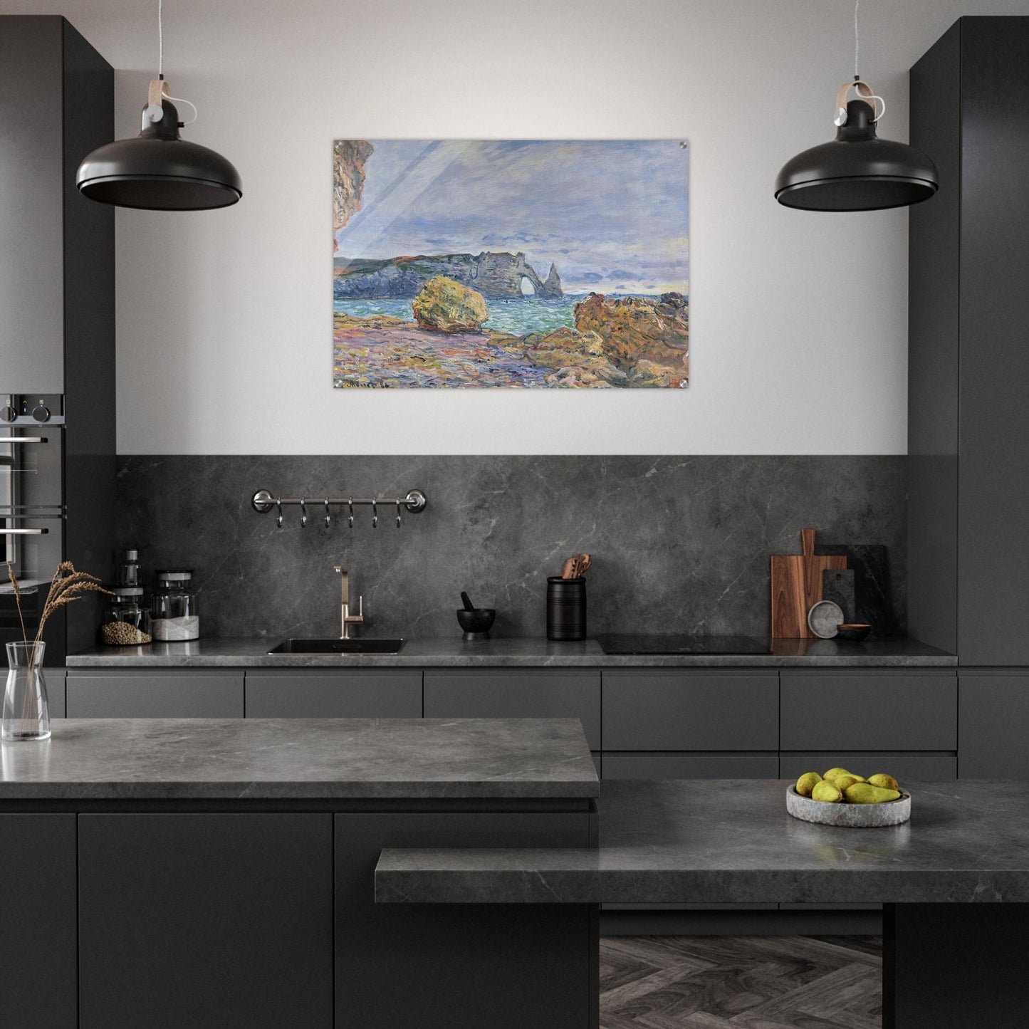 Etretat, the Beach and the Porte d'Aval - claude monet Acrylic Print - 70x100 cm / 28x40″ inches | claude monet Wall Art | claude monet Prints