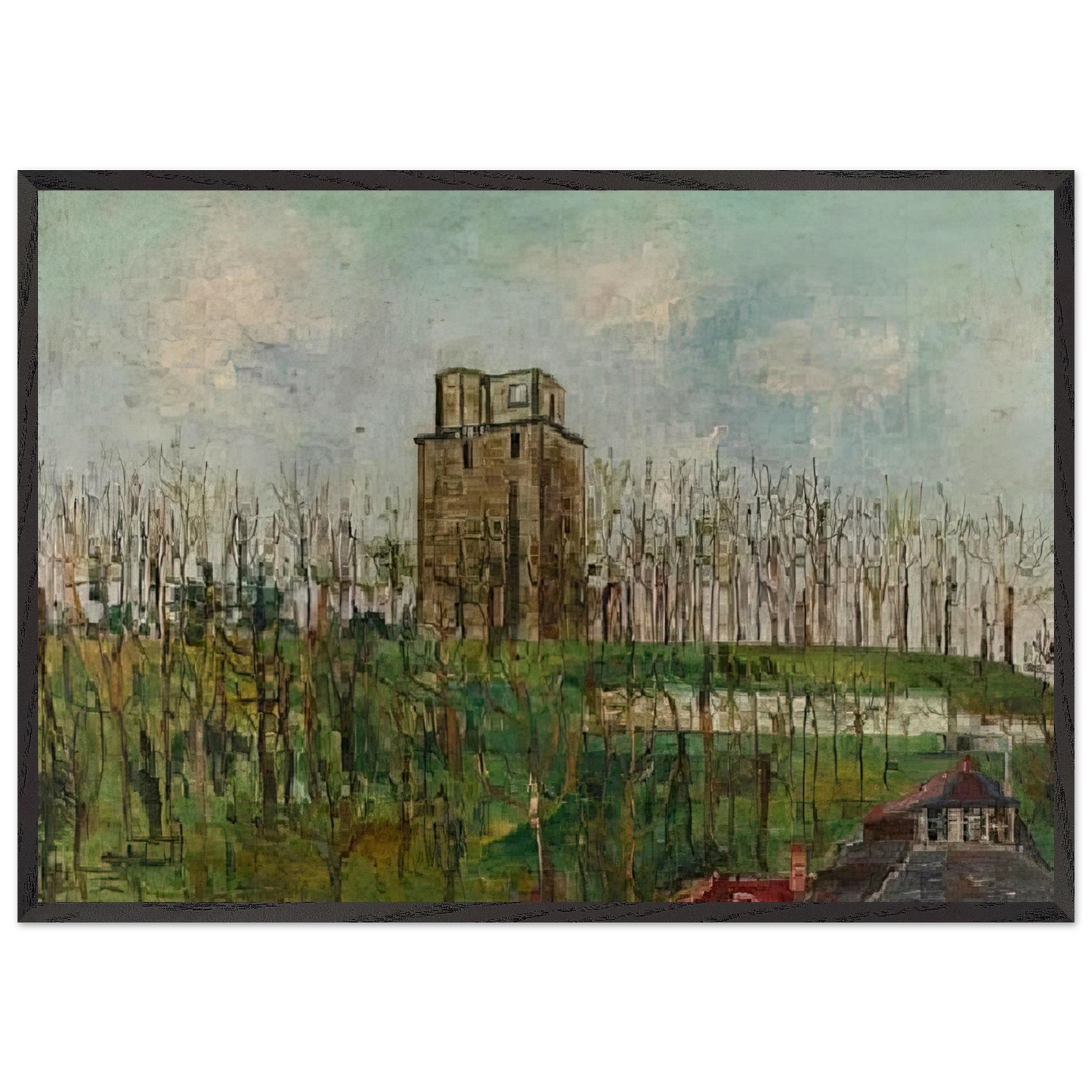 DONJON STREET - Maurice Utrillo Framed Art Print – Black Wooden Frame - Default Title - -Framed Art Print