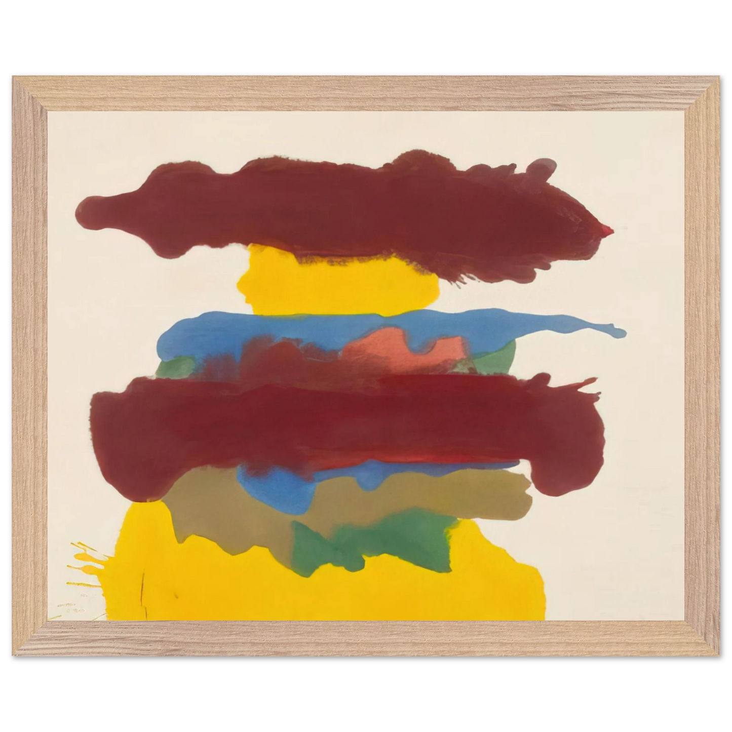 Helen Frankenthaler - Weather Change - 1963 Wall art - 28x43  cm / XL (11x17 inches) - Premium Wooden Framed Poster With Fine Art Paper - Wood frame