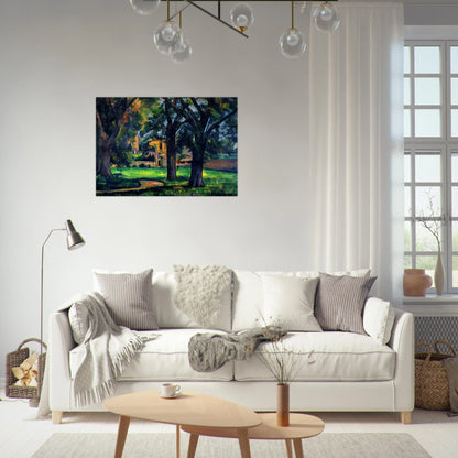 Chestnut Tree and Farm - Paul Cézanne Brushed Aluminum Print - 70x100 cm / 28x40 inches | Paul Cézanne Aluminum Print | Paul Cézanne Prints