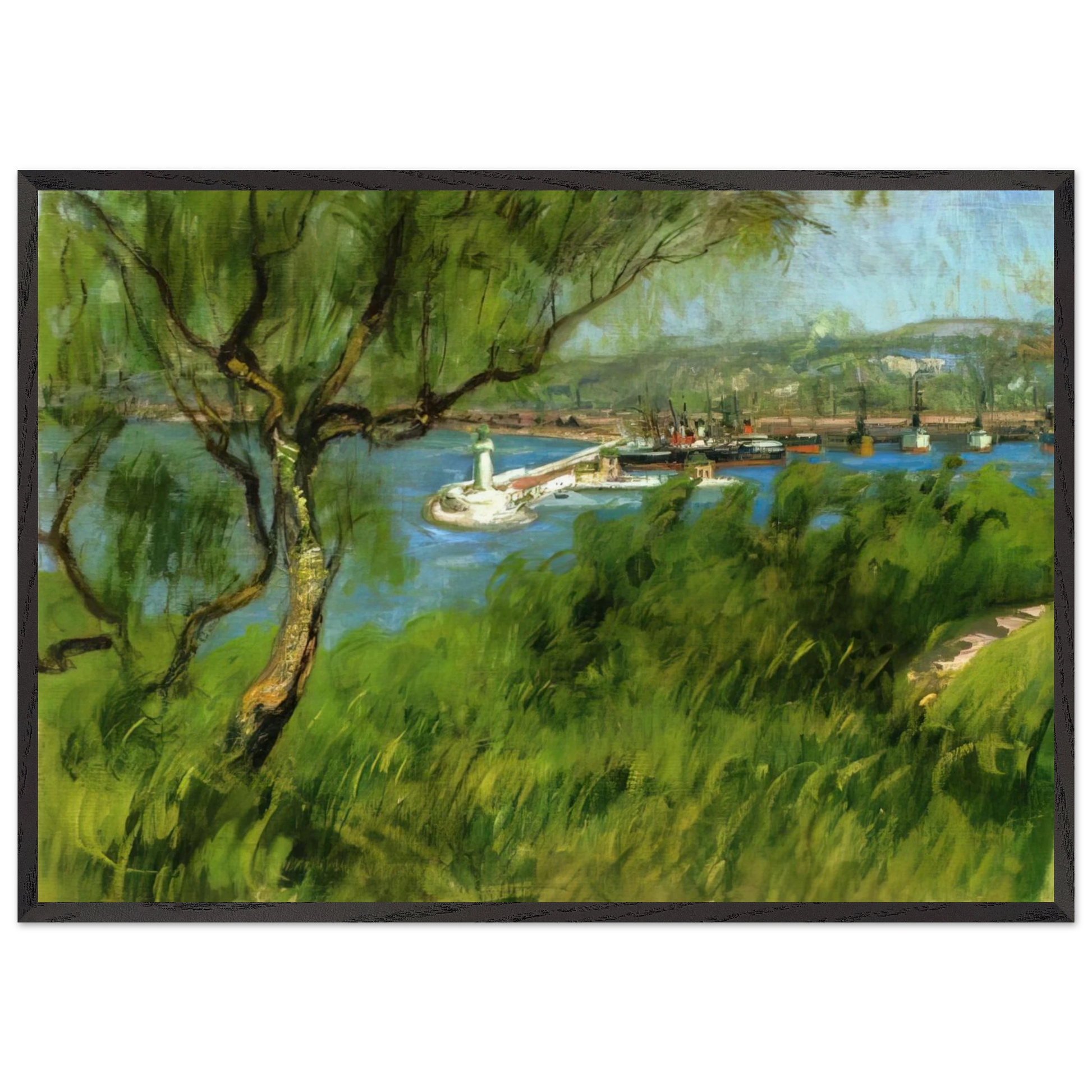VIEW OF A PORT - Raoul Dufy Framed Art Print – Black Wooden Frame - Default Title - -Framed Art Print