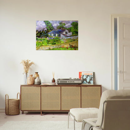 Houses in Auvers - Vincent van Gogh Brushed Aluminum Print - 70x100 cm / 28x40 inches | Vincent van Gogh Aluminum Print | Vincent van Gogh Prints