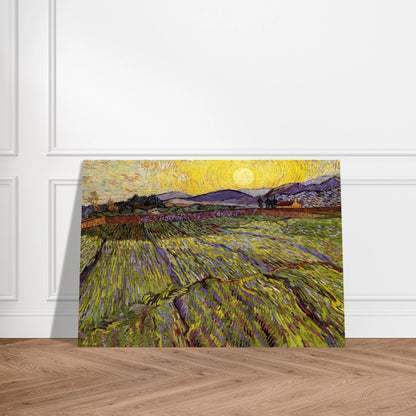 Enclosed field with rising sun - Vincent van Gogh Brushed Aluminum Print - 70x100 cm / 28x40 inches | Vincent van Gogh Aluminum Print | Vincent van Gogh Prints