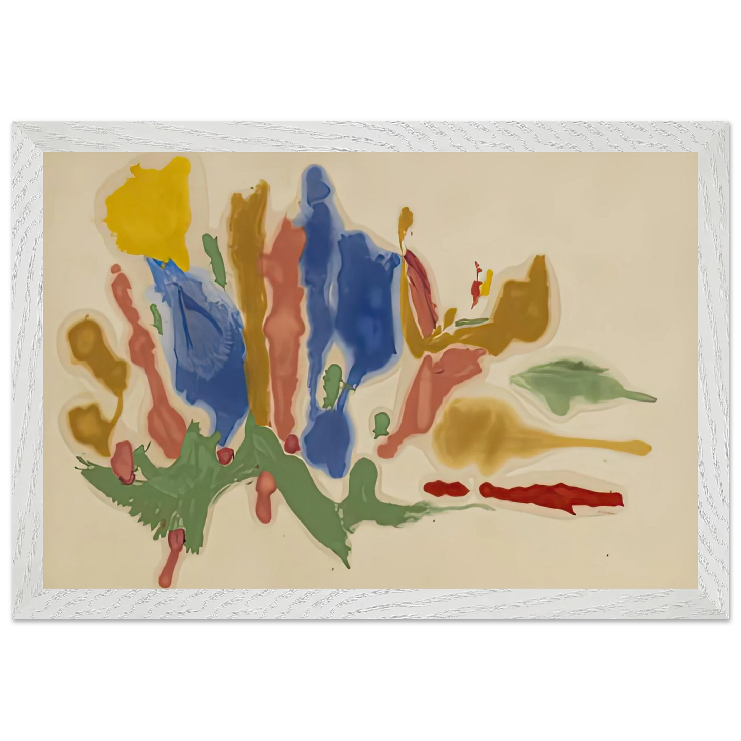 Helen Frankenthaler - Cool Summer, 1962- Wall Art - 60x80 cm / 24x32 inches - Premium Wooden Framed Poster With Fine Art Paper - White frame