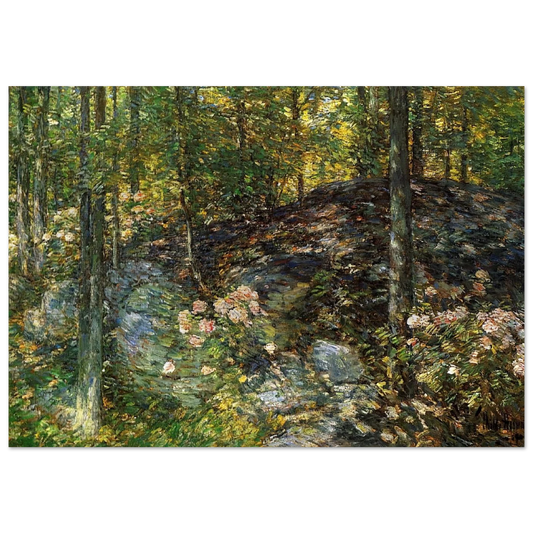 Laurel on the Ledges - Childe Hassam Brushed Aluminum Print - 70x100 cm / 28x40 inches | Childe Hassam Aluminum Print | Childe Hassam Prints