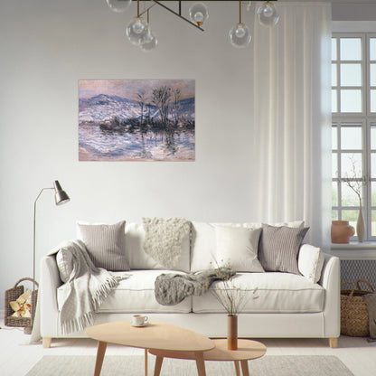 The Seine at Port Villez, Snow Effect 02 - claude monet Brushed Aluminum Print - 70x100 cm / 28x40 inches | claude monet Aluminum Print | claude monet Prints
