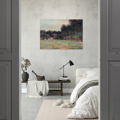 Meadow with Haystacks near Giverny - claude monet Brushed Aluminum Print - 70x100 cm / 28x40 inches | claude monet Aluminum Print | claude monet Prints