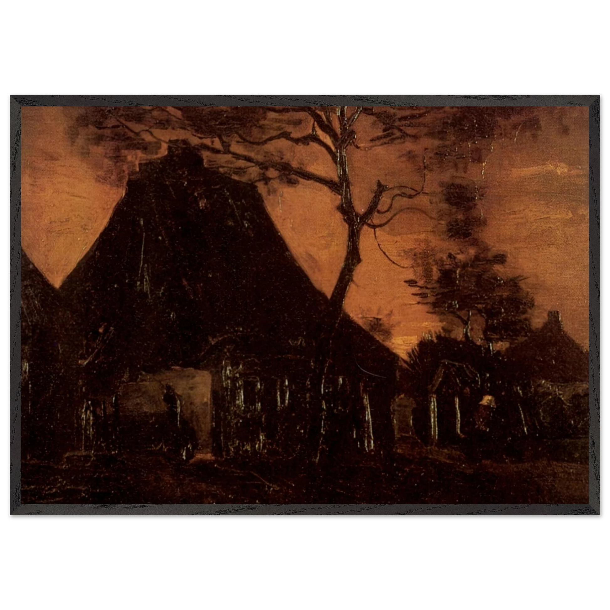 Cottage with Trees - Vincent van Gogh Framed Art Print – Black Wooden Frame - Default Title - -Framed Art Print