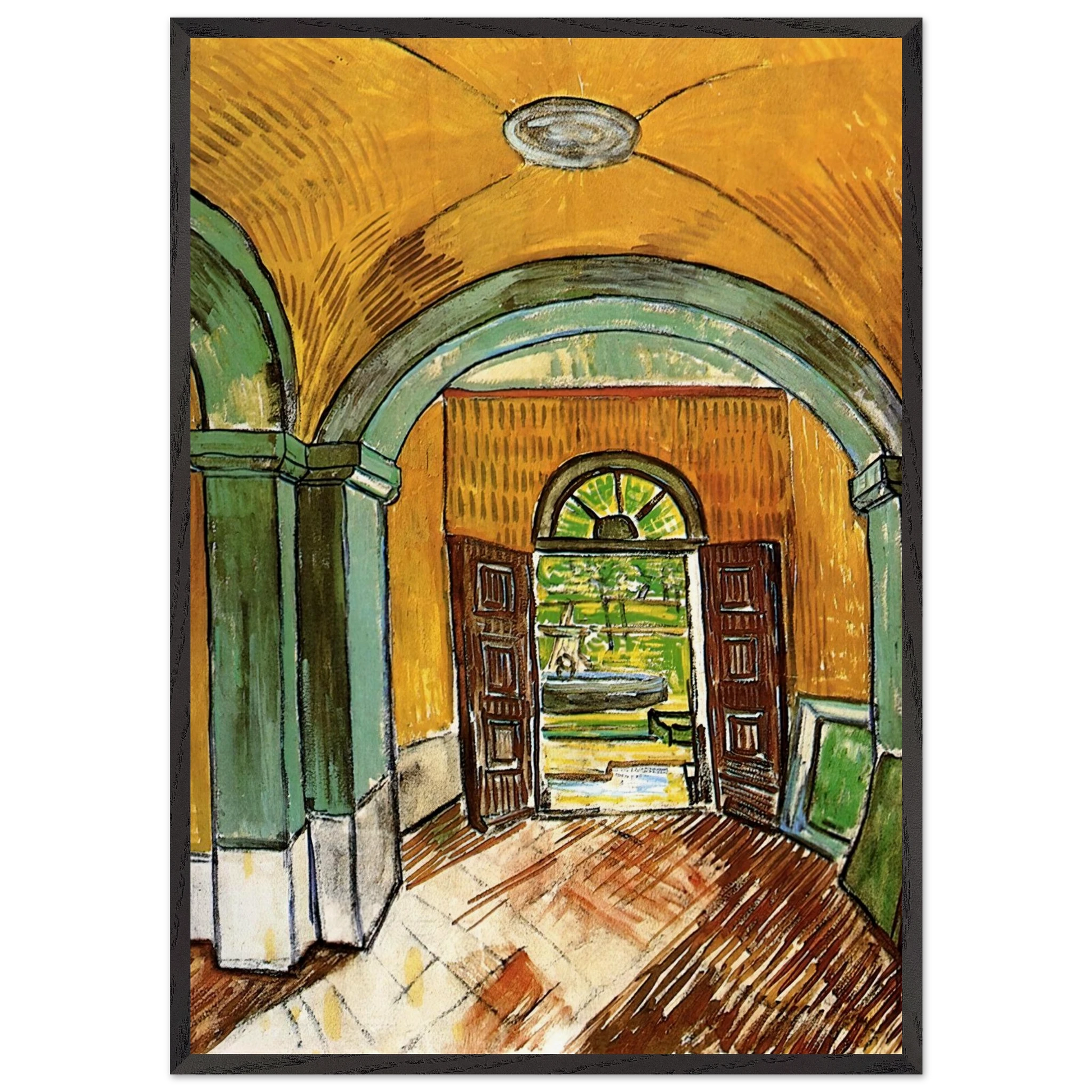 The Entrance Hall of Saint-Paul Hospital - Vincent van Gogh Framed Art Print – Black Wooden Frame - Default Title - -Framed Art Print