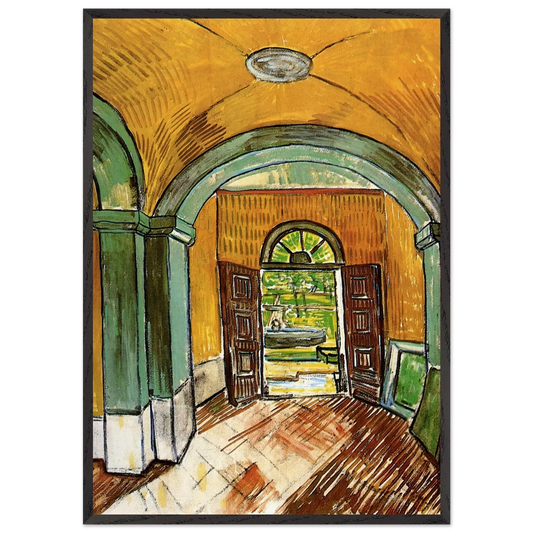 The Entrance Hall of Saint-Paul Hospital - Vincent van Gogh Framed Art Print – Black Wooden Frame - Default Title - -Framed Art Print