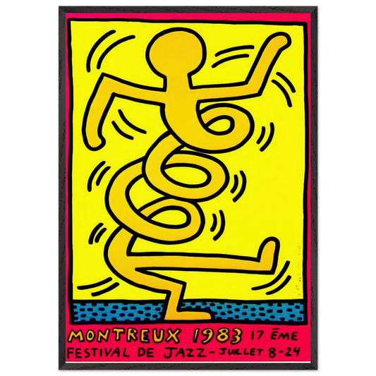 MONTREUX 1983 N1 - Keith Haring Framed Art Print – Black Wooden Frame - Default Title - -Framed Art Print